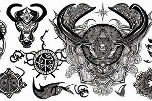 Tattoo that combines the zodiac symbols for taurus, aries, and scorpio tattoo idea