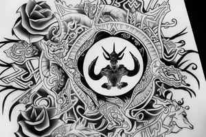 Tattoo that combines the zodiac symbols for taurus, aries, and scorpio tattoo idea