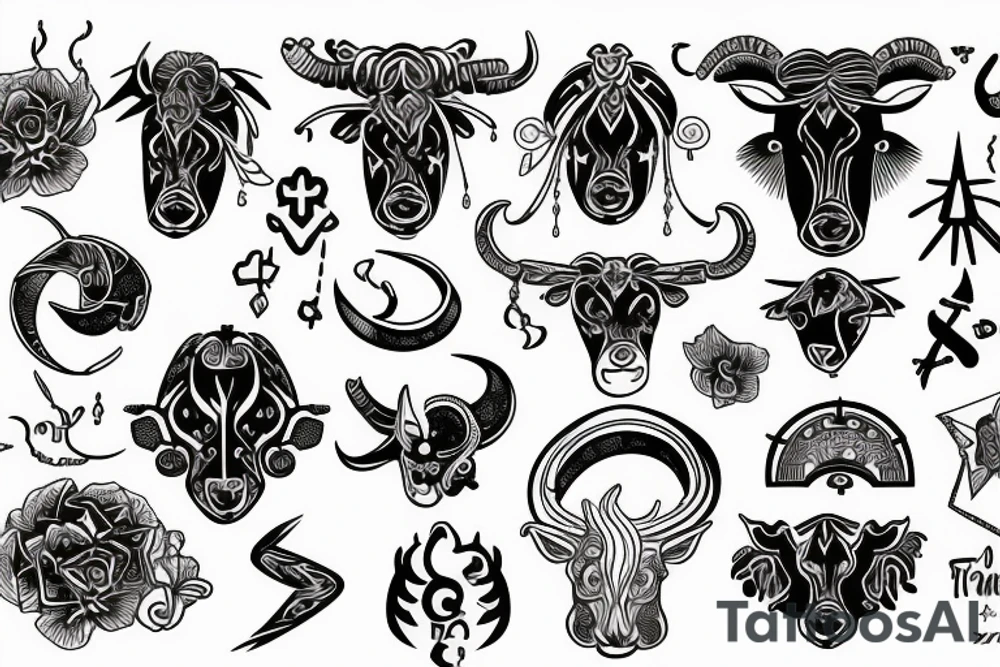 Combine the zodiac symbols for taurus, aries, and scorpio tattoo idea