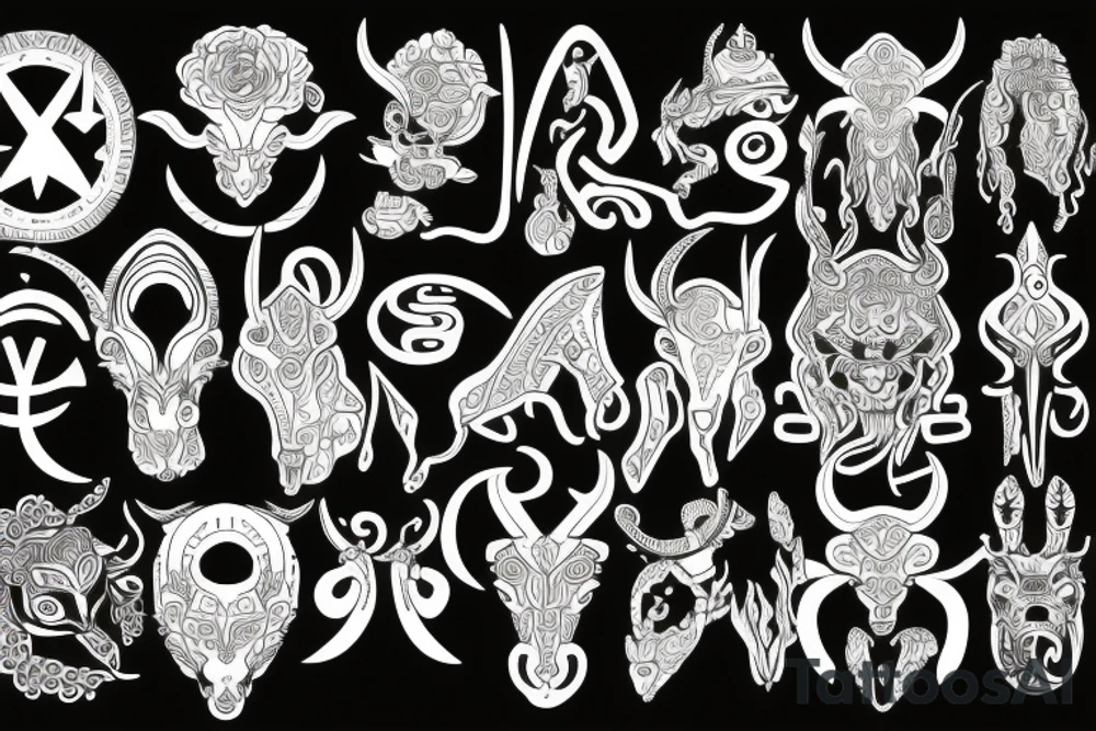 Combine the zodiac symbols for taurus, aries, and scorpio tattoo idea