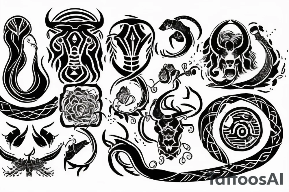 Combine the zodiac symbols for taurus, aries, and scorpio tattoo idea