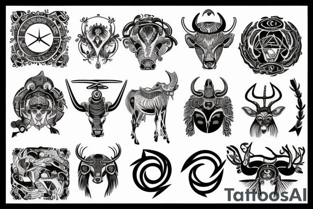Combine the zodiac symbols for taurus, aries, and scorpio tattoo idea