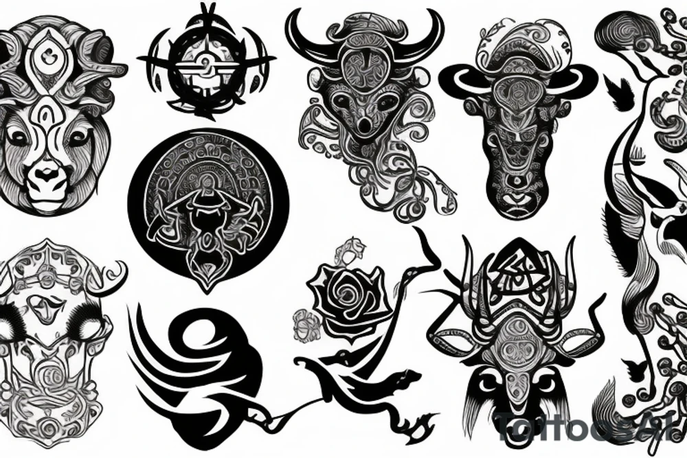 Combine the zodiac symbols for taurus, aries, and scorpio tattoo idea