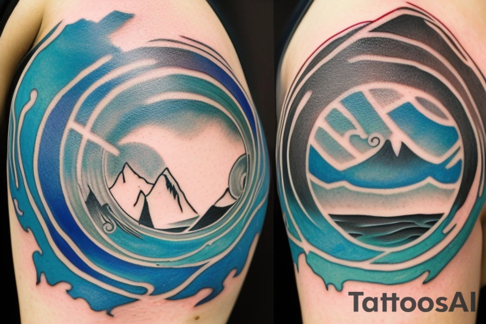 The tattoo can feature the symbols of water and earth, for example, waves and mountains, intertwining and merging together to represent their interaction. In the center, we can place the combined symbols of Scorpio and Taurus, emphasizing the fusion of their energies. Behind them, we can add small elements symbolizing balance, such as balanced scales or a pair of equilibrating bowls. tattoo idea