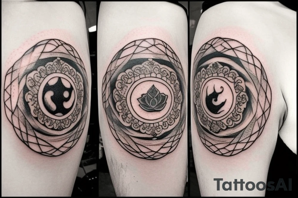The pair tattoo design will consist of two complementary elements that represent balance and harmony when placed together. One tattoo can feature a delicate yin-yang symbol, representing the balance of opposites and the interconnectedness of life. The other tattoo can incorporate a lotus flower with its roots firmly grounded in the earth and its petals reaching towards the sky, symbolizing balance and growth. tattoo idea