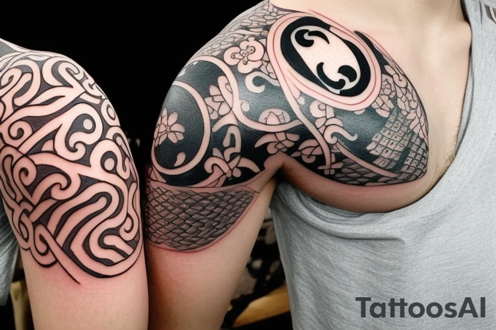 The Japanese-style tattoo will center around the yin-yang symbol, representing the duality and interconnectedness of opposing forces. The black half of the yin-yang will seamlessly blend into the white half, and vice versa, symbolizing how each side contains a small part of its opposite. The design can be embellished with traditional Japanese elements like cherry blossoms, waves, or dragons to add a touch of Eastern culture and symbolism.

The tattoo will serve as a reminder of the harmony that exists in embracing both light and dark, positive and negative, and finding balance in all aspects of life. It will reflect the Eastern wisdom that acknowledges the complementary nature of opposing forces. tattoo idea