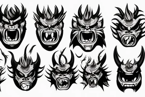 angry oni mask tattoo idea
