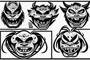 angry oni mask tattoo idea