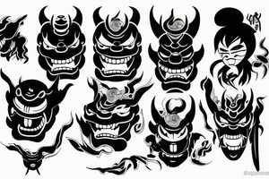 angry japanese oni mask tattoo idea