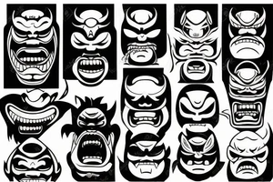 angry japanese oni mask tattoo idea
