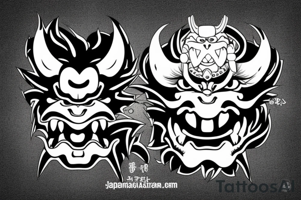 angry japanese oni mask tattoo idea