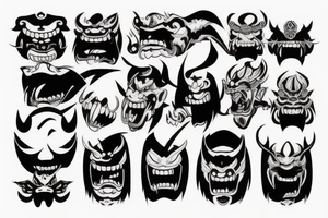 angry japanese oni mask tattoo idea
