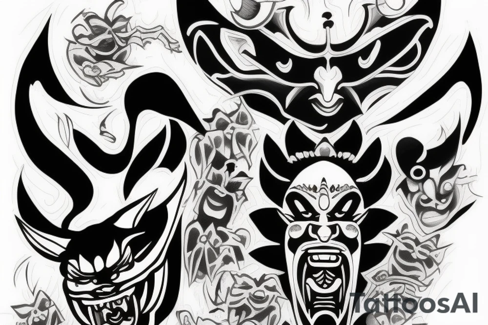 oni mask tattoo idea