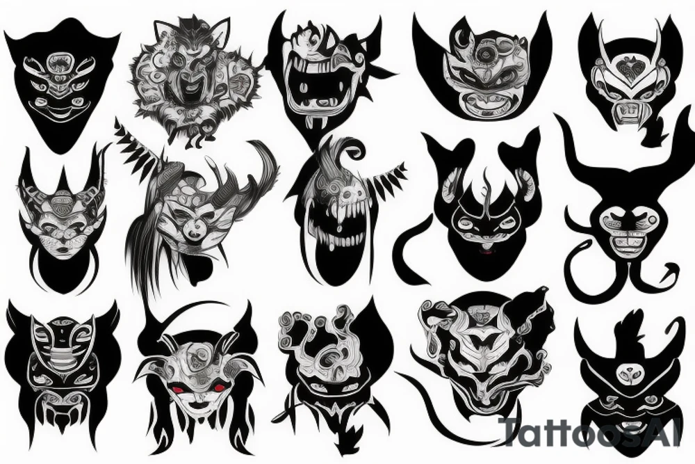 oni mask tattoo idea