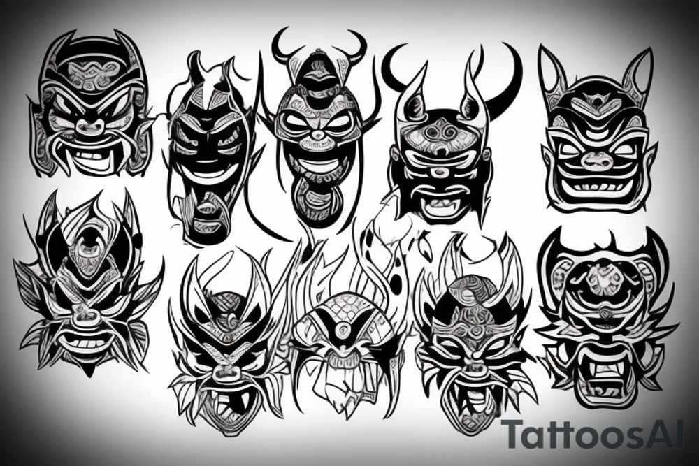oni mask tattoo idea