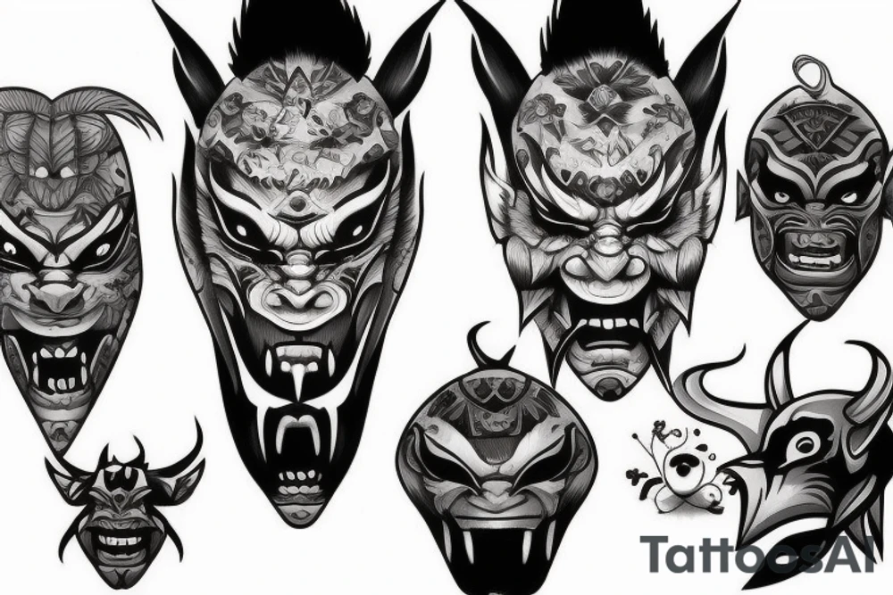 oni mask tattoo idea