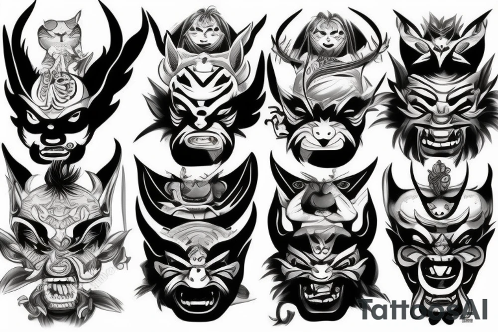 oni mask tattoo idea