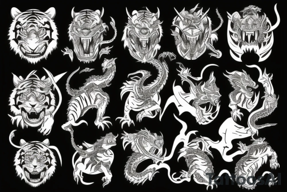 dragon fighting with a tiger tattoo idea