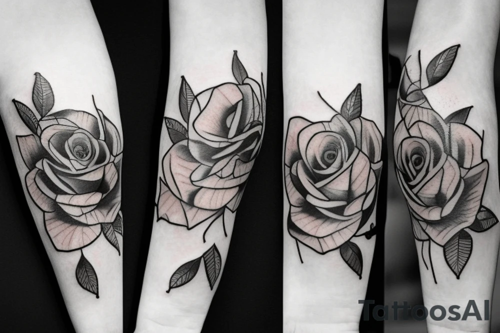 roses with butterfly in between, forearm tattoo tattoo idea