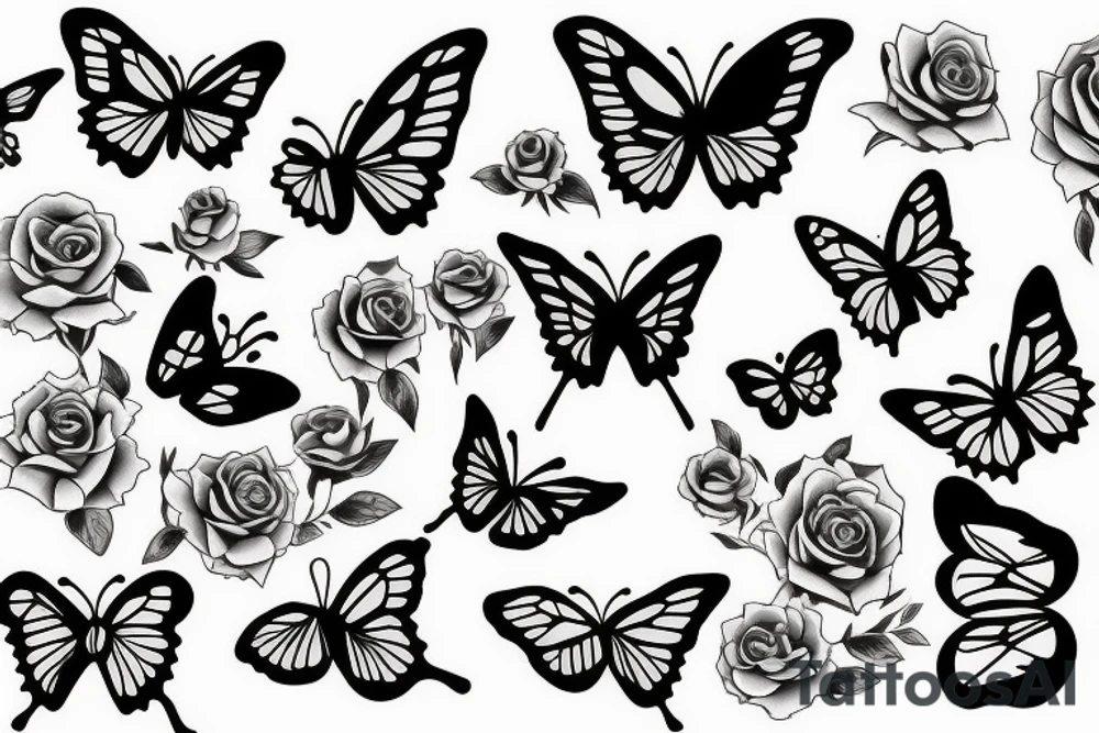 butterfly with roses , forearm tattoo tattoo idea