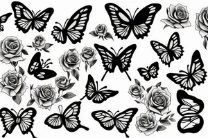 butterfly with roses , forearm tattoo tattoo idea