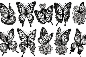 butterfly with roses , sleeve tattoo tattoo idea