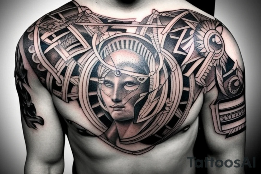 roman warrior chest tattoo tattoo idea