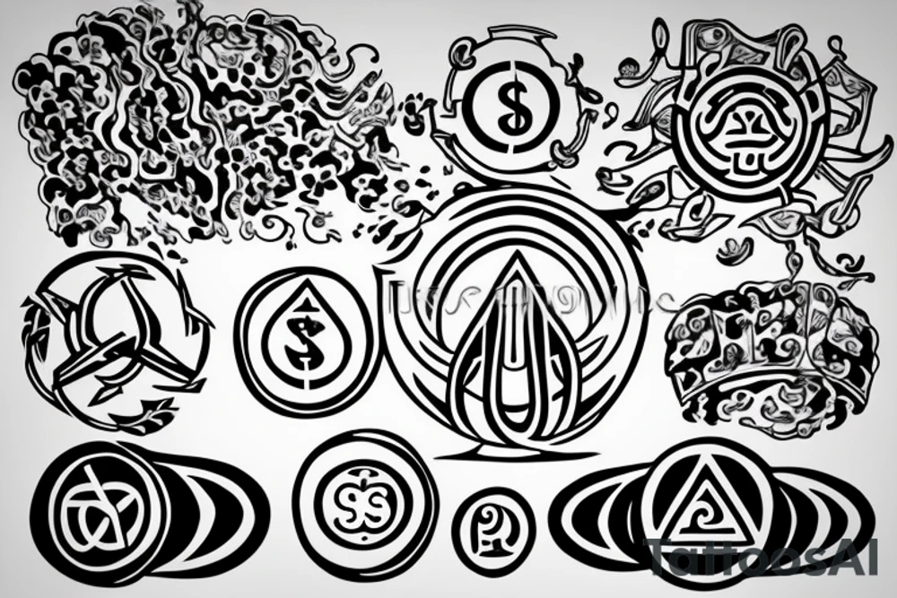 A symbol that consists of three elements. 

The three elements should symbolize that everything is abundant. Money, success, etc. 

It should also symbolize gratitude, the connection to ourself and god tattoo idea