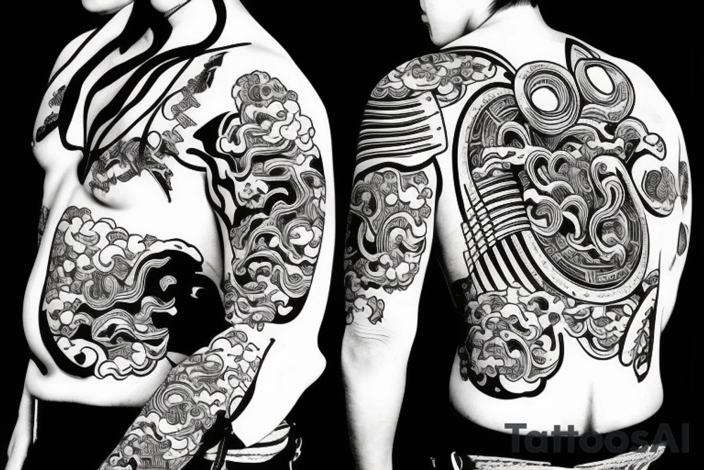 samurai watching the sunset tattoo idea
