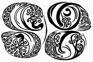 Ying yang symbol with cancer astrology symbol and tree of life tattoo idea
