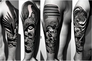 samurai watching the sunset tattoo idea