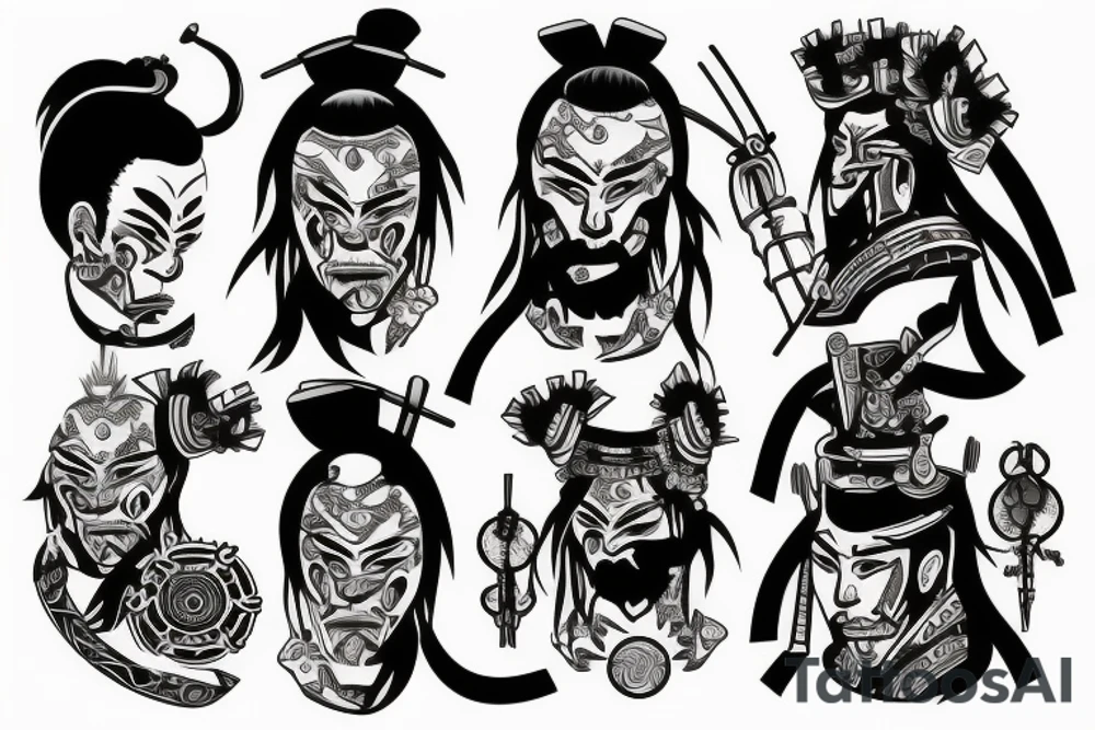 samurai watching the sunset tattoo idea