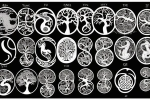 Ying yang symbol with cancer astrology symbol and tree of life tattoo idea