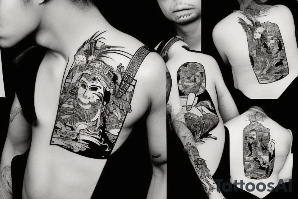 samurai watching the sunset tattoo idea
