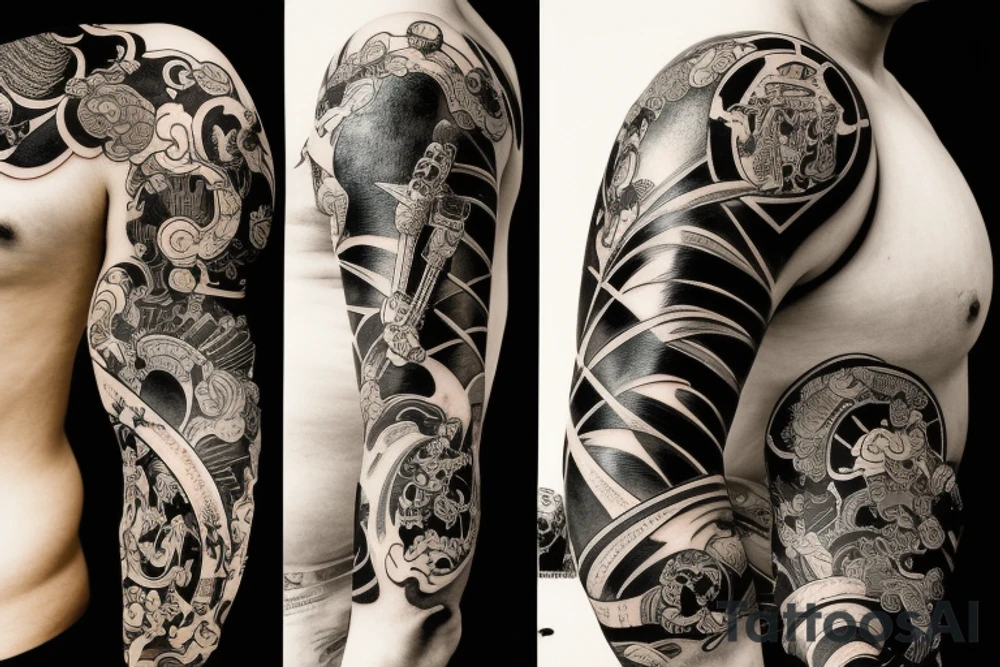 samurai watching the sunset tattoo idea