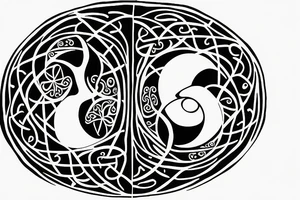 Ying yang symbol with cancer astrology symbol and tree of life tattoo idea