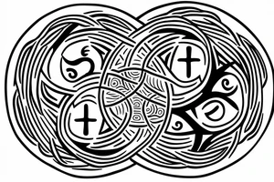 Yin yang with cancer astrology symbol and tree of life tattoo idea