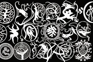 Yin yang with cancer astrology symbol and tree of life tattoo idea
