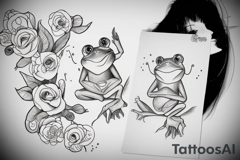 girl frog with lashes tattoo idea