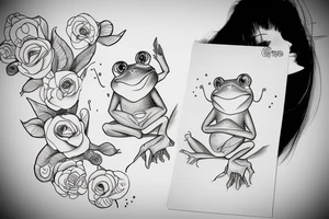 girl frog with lashes tattoo idea