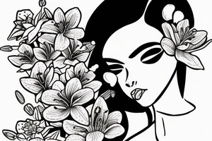 girl frog with lashes with lily flowers tattoo idea