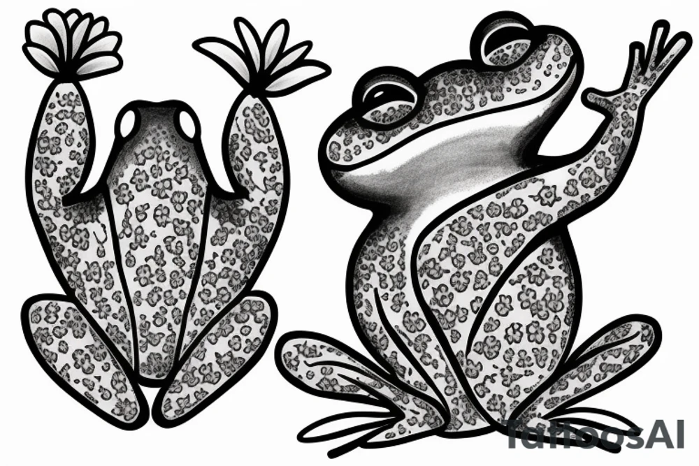 frog with lashes with lily flowers tattoo idea
