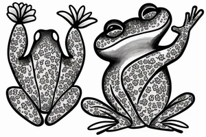 frog with lashes with lily flowers tattoo idea