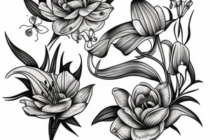 frog with lashes with lily flowers tattoo idea