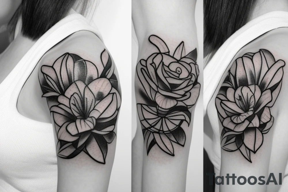 lily flowers with a bow tattoo idea