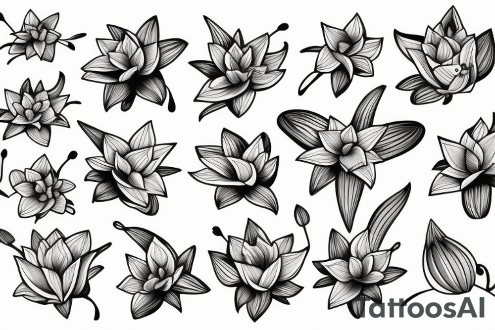 lily flowers with a bow tattoo idea