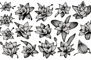 lily flowers with a bow tattoo idea