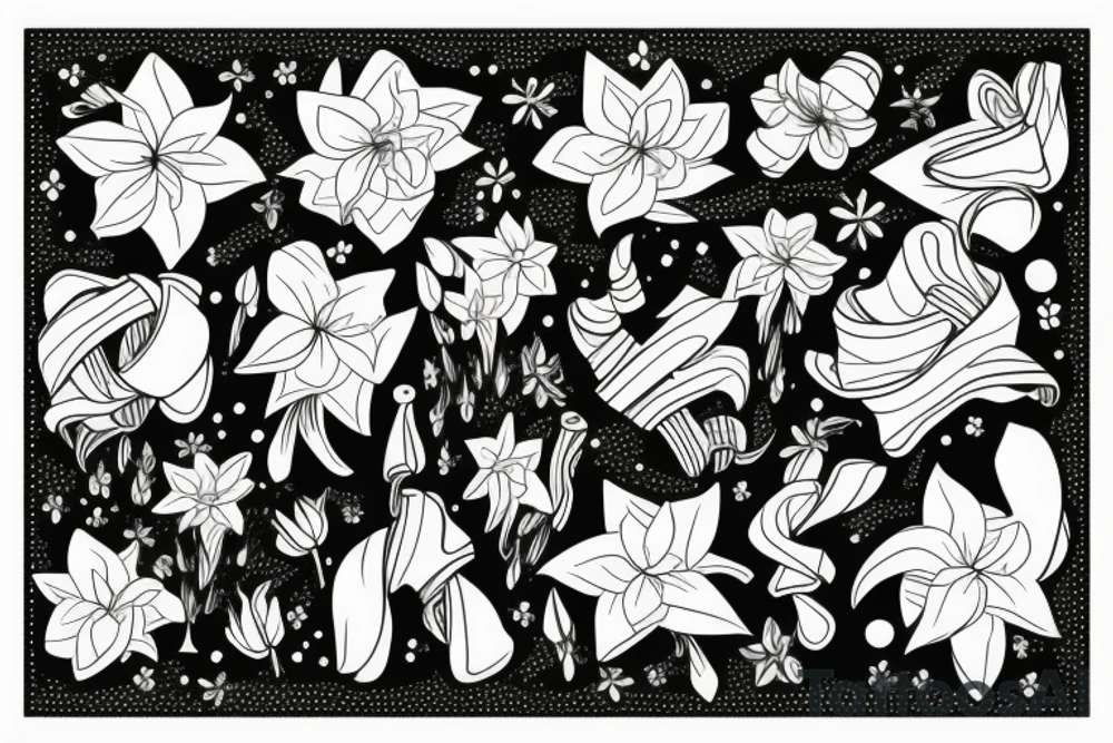 lily flowers with a bow tattoo idea