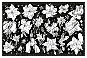 lily flowers with a bow tattoo idea