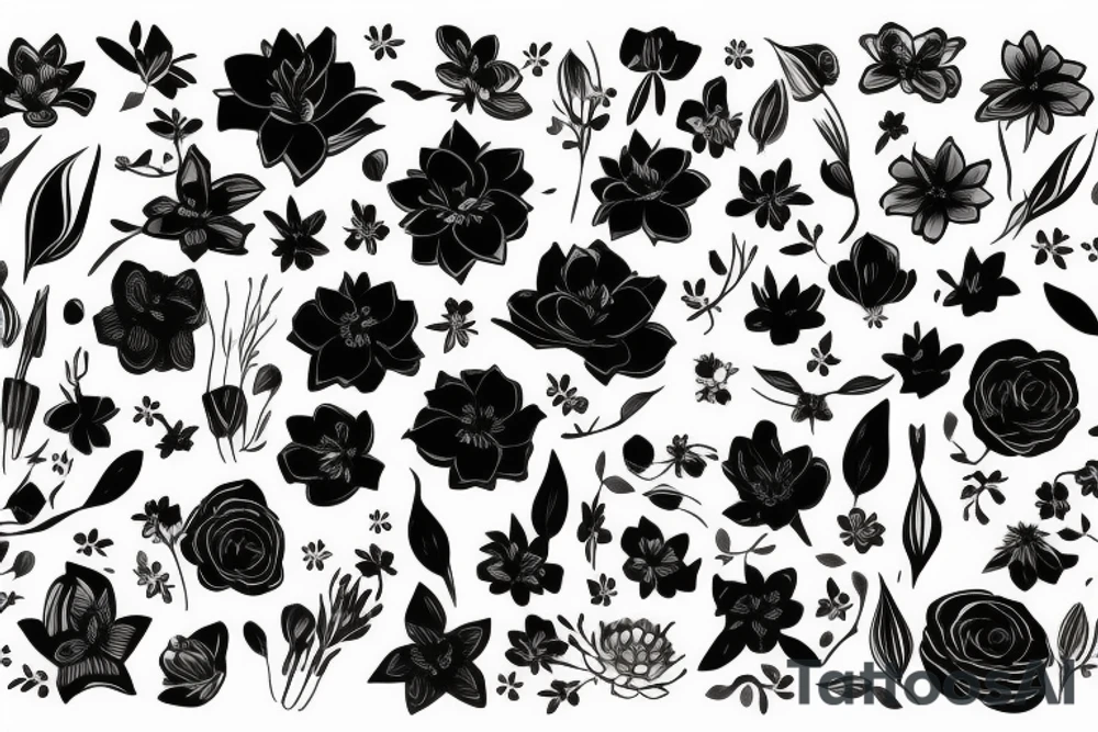 lily flowers with a big present bow tattoo idea